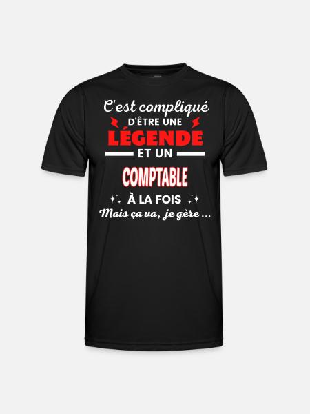C'est compliqué phrase drôle COMPTABLE - T-shirt sport Homme - noir