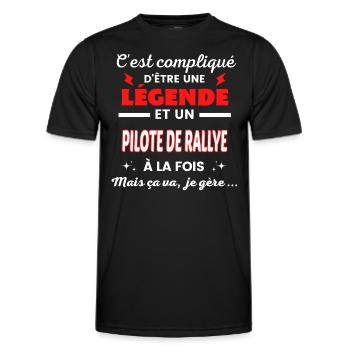 C'est compliqué phrase drôle PILOTE DE RALLYE - T-shirt sport Homme - noir - Devant - AI Model Male 178 dark (178cm)