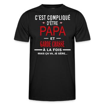 papa Et GARDE CHASSE cadeau citation - T-shirt sport Homme - noir - Devant - AI Model Male 178 dark (178cm)