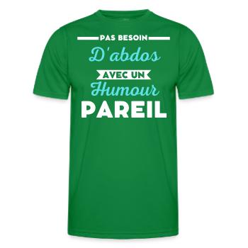 Pas besoin d'abdos - T-shirt sport Homme - vert - Devant - AI Model Male 178 dark (178cm)