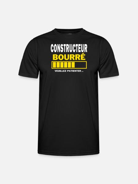 CONSTRUCTEUR bourré HUMOUR - T-shirt sport Homme - noir
