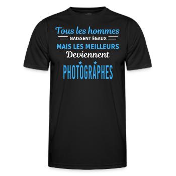 tous les hommes naissent égaux Photographes - T-shirt sport Homme - noir - Devant - AI Model Male 178 dark (178cm)