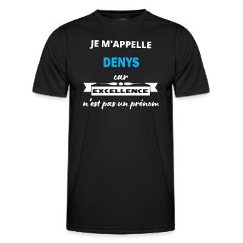 Je m'appelle excellence Denys - T-shirt sport Homme - noir - Devant - AI Model Male 178 dark (178cm)