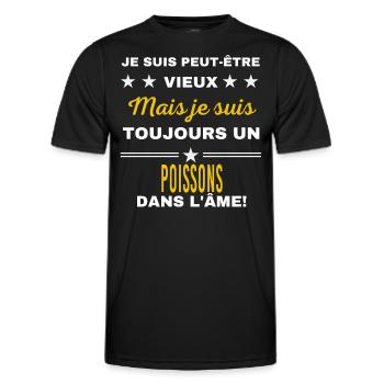 Je suis peut-être vieux POISSONS - T-shirt sport Homme - noir - Devant - AI Model Male 178 dark (178cm)