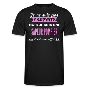 Je ne suis pas parfaite sapeur pompier - T-shirt sport Homme - noir - Devant - AI Model Male 178 dark (178cm)