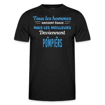 tous les hommes naissent égaux Pompiers - T-shirt sport Homme - noir - Devant - AI Model Male 178 dark (178cm)