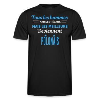 tous les hommes naissent égaux Polonais - T-shirt sport Homme - noir - Devant - AI Model Male 178 dark (178cm)