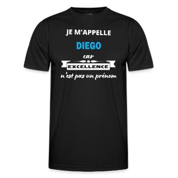 Je m'appelle excellence Diego - T-shirt sport Homme - noir - Devant - AI Model Male 178 dark (178cm)