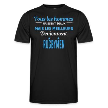 tous les hommes naissent égaux Rugbymen - T-shirt sport Homme - noir - Devant - AI Model Male 178 dark (178cm)
