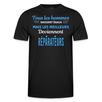 tous les hommes naissent égaux Réparateurs - T-shirt sport Homme - noir - Devant - AI Model Male 178 dark (178cm)