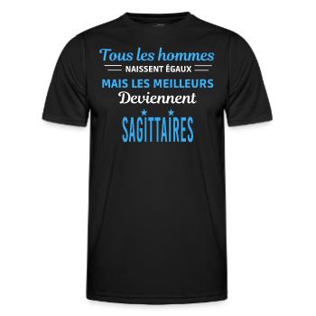 tous les hommes naissent égaux Sagittaires - T-shirt sport Homme - noir - Devant - AI Model Male 178 dark (178cm)