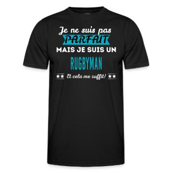 Je ne suis pas parfait RUGBYMAN - T-shirt sport Homme - noir - Devant - AI Model Male 178 dark (178cm)