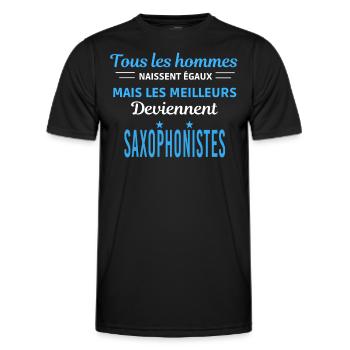 tous les hommes naissent égaux Saxophonistes - T-shirt sport Homme - noir - Devant - AI Model Male 178 dark (178cm)