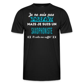 Je ne suis pas parfait SAXOPHONISTE - T-shirt sport Homme - noir - Devant - AI Model Male 178 dark (178cm)