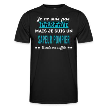 Je ne suis pas parfait SAPEUR POMPIER - T-shirt sport Homme - noir - Devant - AI Model Male 178 dark (178cm)