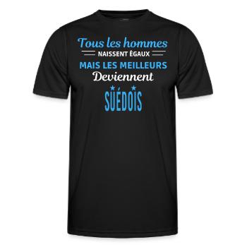 tous les hommes naissent égaux Suédois - T-shirt sport Homme - noir - Devant - AI Model Male 178 dark (178cm)
