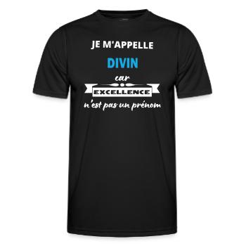 Je m'appelle excellence Divin - T-shirt sport Homme - noir - Devant - AI Model Male 178 dark (178cm)