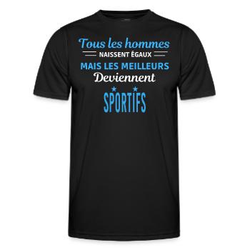tous les hommes naissent égaux Sportifs - T-shirt sport Homme - noir - Devant - AI Model Male 178 dark (178cm)