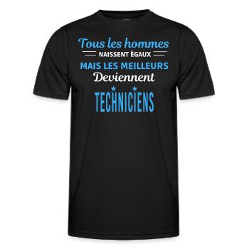 tous les hommes naissent égaux Techniciens - T-shirt sport Homme - noir - Devant - AI Model Male 178 dark (178cm)