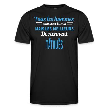 tous les hommes naissent égaux Tatoués - T-shirt sport Homme - noir - Devant - AI Model Male 178 dark (178cm)