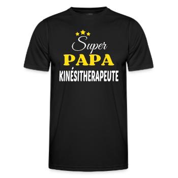 Super Papa KINÉSITHERAPEUTE ANNIVERSAIRE - T-shirt sport Homme - noir - Devant - AI Model Male 178 dark (178cm)