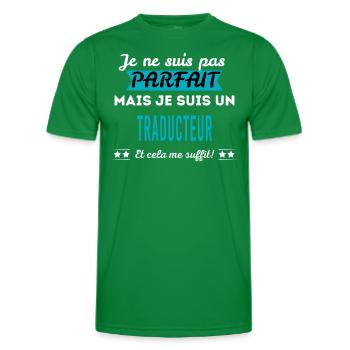 Je ne suis pas parfait TRADUCTEUR - T-shirt sport Homme - vert - Devant - AI Model Male 178 dark (178cm)