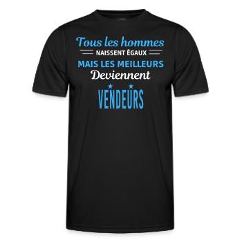 tous les hommes naissent égaux Vendeurs - T-shirt sport Homme - noir - Devant - AI Model Male 178 dark (178cm)