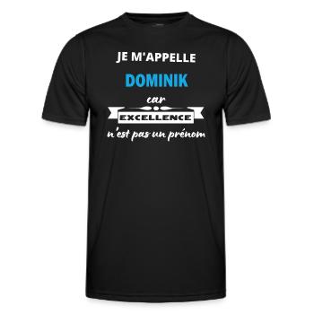 Je m'appelle excellence Dominik - T-shirt sport Homme - noir - Devant - AI Model Male 178 dark (178cm)