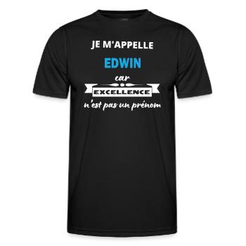 Je m'appelle excellence Edwin - T-shirt sport Homme - noir - Devant - AI Model Male 178 dark (178cm)