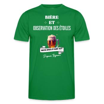 Bière Mon duo parfait et observation des étoiles - T-shirt sport Homme - vert - Devant - AI Model Male 178 dark (178cm)