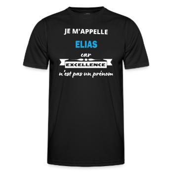 Je m appelle excellence Elias - T-shirt sport Homme - noir - Devant - AI Model Male 178 dark (178cm)