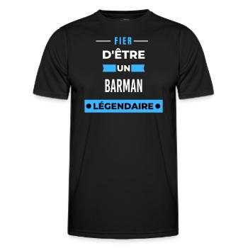 Fier d'être un légendaire BARMAN HUMOUR - T-shirt sport Homme - noir - Devant - AI Model Male 178 dark (178cm)