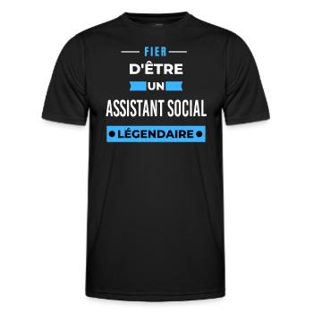 Fier d'être un légendaire ASSISTANT SOCIAL HUMOUR - T-shirt sport Homme - noir - Devant - AI Model Male 178 dark (178cm)