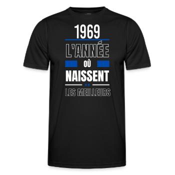 L'année où naissent les meilleurs 1969 - T-shirt sport Homme - noir - Devant - AI Model Male 178 dark (178cm)