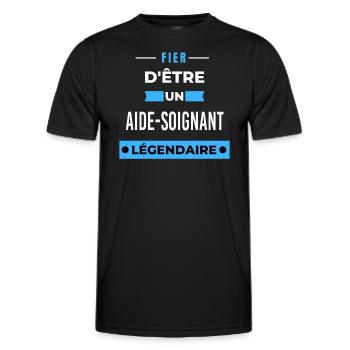 Fier d'être un légendaire AIDE-SOIGNANT HUMOUR - T-shirt sport Homme - noir - Devant - AI Model Male 178 dark (178cm)