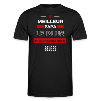 Le meilleur papa, le plus courageux des Belges - T-shirt sport Homme - noir - Devant - AI Model Male 178 dark (178cm)