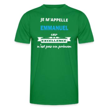 Je m'appelle excellence Emmanuel - T-shirt sport Homme - vert - Devant - AI Model Male 178 dark (178cm)