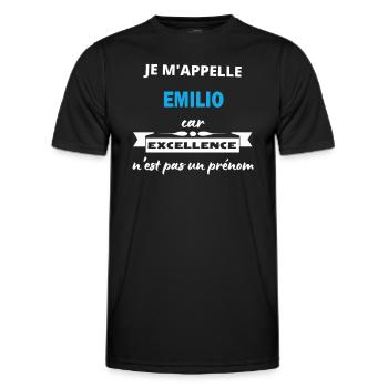 Je m'appelle excellence Emilio - T-shirt sport Homme - noir - Devant - AI Model Male 178 dark (178cm)