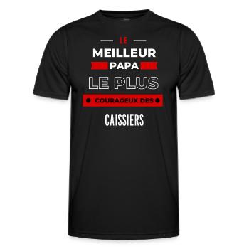 Le meilleur papa, le plus courageux des Caissiers - T-shirt sport Homme - noir - Devant - AI Model Male 178 dark (178cm)