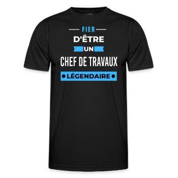 Fier d'être un légendaire CHEF DE TRAVAUX HUMOUR - T-shirt sport Homme - noir - Devant - AI Model Male 178 dark (178cm)