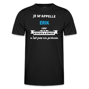 Je m'appelle excellence Erik - T-shirt sport Homme - noir - Devant - AI Model Male 178 dark (178cm)