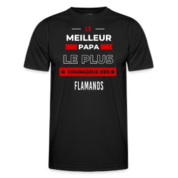 Le meilleur papa, le plus courageux des Flamands - T-shirt sport Homme - noir - Devant - AI Model Male 178 dark (178cm)