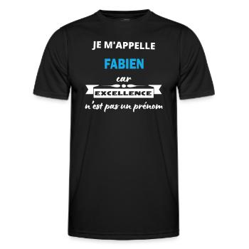 Je m'appelle excellence Fabien - T-shirt sport Homme - noir - Devant - AI Model Male 178 dark (178cm)
