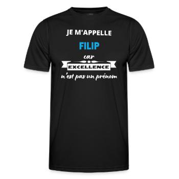 Je m'appelle excellence Filip - T-shirt sport Homme - noir - Devant - AI Model Male 178 dark (178cm)