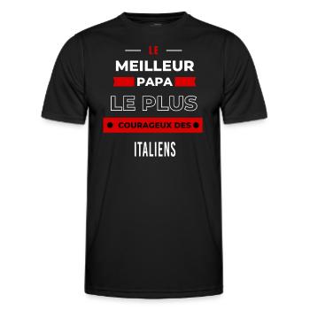 Le meilleur papa, le plus courageux des Italiens - T-shirt sport Homme - noir - Devant - AI Model Male 178 dark (178cm)