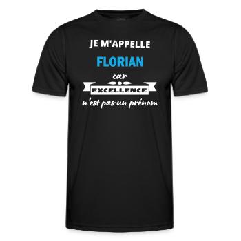 Je m'appelle excellence Florian - T-shirt sport Homme - noir - Devant - AI Model Male 178 dark (178cm)