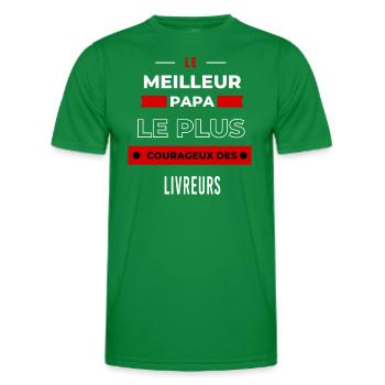 Le meilleur papa, le plus courageux des Livreurs - T-shirt sport Homme - vert - Devant - AI Model Male 178 dark (178cm)