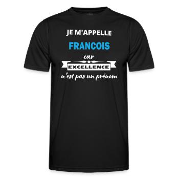 Je m'appelle excellence Francois - T-shirt sport Homme - noir - Devant - AI Model Male 178 dark (178cm)