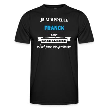 Je m'appelle excellence Franck - T-shirt sport Homme - noir - Devant - AI Model Male 178 dark (178cm)