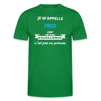 Je m'appelle excellence Fred - T-shirt sport Homme - vert - Devant - AI Model Male 178 dark (178cm)
